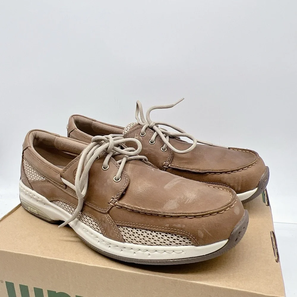 Dunham Captain Men's Boat Shoes Slip On Comfort Loafers Tan Leather Size US 10 D